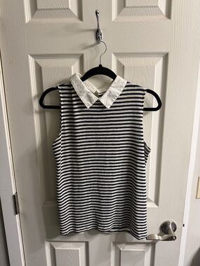 Madewell Striped Sleeveless Collared Top